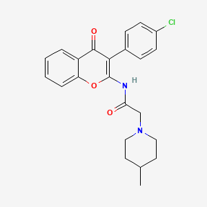 molecular formula C23H23ClN2O3 B2530988 N-[3-(4-chlorophenyl)-4-oxochromen-2-yl]-2-(4-methylpiperidin-1-yl)acetamide CAS No. 883963-22-2