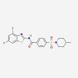 molecular formula C20H19F2N3O3S2 B2531016 N-(4,6-difluoro-1,3-benzothiazol-2-yl)-4-[(4-methylpiperidin-1-yl)sulfonyl]benzamide CAS No. 896675-65-3