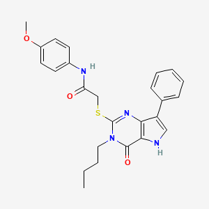 molecular formula C25H26N4O3S B2531028 2-((3-butyl-4-oxo-7-phenyl-4,5-dihydro-3H-pyrrolo[3,2-d]pyrimidin-2-yl)thio)-N-(4-methoxyphenyl)acetamide CAS No. 1261009-12-4