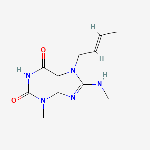 molecular formula C12H17N5O2 B2531040 (E)-7-(but-2-en-1-yl)-8-(ethylamino)-3-methyl-1H-purine-2,6(3H,7H)-dione CAS No. 303973-91-3