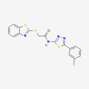 molecular formula C18H14N4OS3 B2531048 2-(1,3-benzothiazol-2-ylsulfanyl)-N-[5-(3-methylphenyl)-1,3,4-thiadiazol-2-yl]acetamide CAS No. 394231-24-4