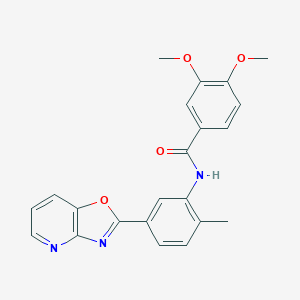molecular formula C22H19N3O4 B253105 3,4-DIMETHOXY-N-(2-METHYL-5-{[1,3]OXAZOLO[4,5-B]PYRIDIN-2-YL}PHENYL)BENZAMIDE 