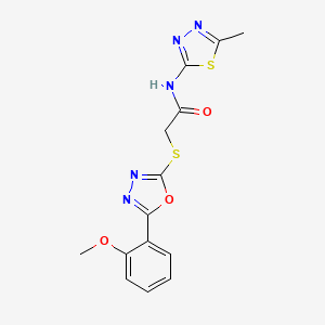 2-[[5-(2-methoxyphenyl)-1,3,4-oxadiazol-2-yl]sulfanyl]-N-(5-methyl-1,3,4-thiadiazol-2-yl)acetamide