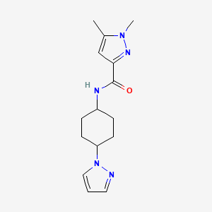 1,5-dimethyl-N-[4-(1H-pyrazol-1-yl)cyclohexyl]-1H-pyrazole-3-carboxamide