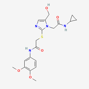 N-cyclopropyl-2-(2-((2-((3,4-dimethoxyphenyl)amino)-2-oxoethyl)thio)-5-(hydroxymethyl)-1H-imidazol-1-yl)acetamide