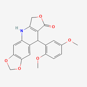 molecular formula C20H17NO6 B2531217 9-(2,5-dimethoxyphenyl)-6,9-dihydro[1,3]dioxolo[4,5-g]furo[3,4-b]quinolin-8(5H)-one CAS No. 866050-83-1