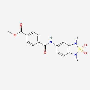 molecular formula C17H17N3O5S B2531231 Methyl 4-((1,3-dimethyl-2,2-dioxido-1,3-dihydrobenzo[c][1,2,5]thiadiazol-5-yl)carbamoyl)benzoate CAS No. 2034586-15-5