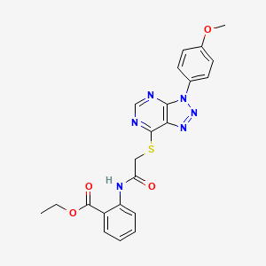 molecular formula C22H20N6O4S B2531232 ethyl 2-(2-((3-(4-methoxyphenyl)-3H-[1,2,3]triazolo[4,5-d]pyrimidin-7-yl)thio)acetamido)benzoate CAS No. 863500-53-2