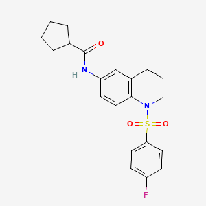 molecular formula C21H23FN2O3S B2531237 N-[1-(4-fluorobenzenesulfonyl)-1,2,3,4-tetrahydroquinolin-6-yl]cyclopentanecarboxamide CAS No. 941882-48-0