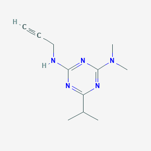 molecular formula C11H17N5 B2531238 2-N,2-N-Dimethyl-6-propan-2-yl-4-N-prop-2-ynyl-1,3,5-triazine-2,4-diamine CAS No. 1645383-48-7