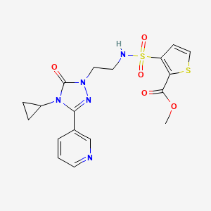 molecular formula C18H19N5O5S2 B2531258 methyl 3-({2-[4-cyclopropyl-5-oxo-3-(pyridin-3-yl)-4,5-dihydro-1H-1,2,4-triazol-1-yl]ethyl}sulfamoyl)thiophene-2-carboxylate CAS No. 1795484-55-7