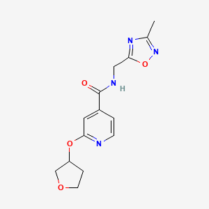 molecular formula C14H16N4O4 B2531371 N-[(3-methyl-1,2,4-oxadiazol-5-yl)methyl]-2-(oxolan-3-yloxy)pyridine-4-carboxamide CAS No. 1903626-73-2