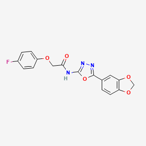 molecular formula C17H12FN3O5 B2531474 N-[5-(2H-1,3-benzodioxol-5-yl)-1,3,4-oxadiazol-2-yl]-2-(4-fluorophenoxy)acetamide CAS No. 1172050-40-6
