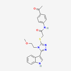 2-((5-(1H-indol-3-yl)-4-(2-methoxyethyl)-4H-1,2,4-triazol-3-yl)thio)-N-(4-acetylphenyl)acetamide