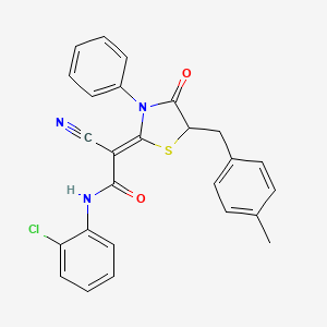 (Z)-N-(2-chlorophenyl)-2-cyano-2-(5-(4-methylbenzyl)-4-oxo-3-phenylthiazolidin-2-ylidene)acetamide