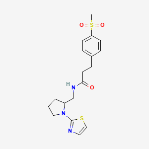 3-(4-(methylsulfonyl)phenyl)-N-((1-(thiazol-2-yl)pyrrolidin-2-yl)methyl)propanamide