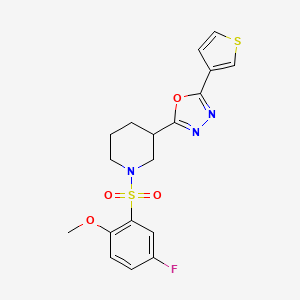 2-(1-((5-Fluoro-2-methoxyphenyl)sulfonyl)piperidin-3-yl)-5-(thiophen-3-yl)-1,3,4-oxadiazole