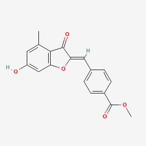 molecular formula C18H14O5 B2531560 methyl 4-{[(2Z)-6-hydroxy-4-methyl-3-oxo-2,3-dihydro-1-benzofuran-2-ylidene]methyl}benzoate CAS No. 904502-14-3