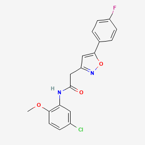 molecular formula C18H14ClFN2O3 B2531632 N-(5-chloro-2-methoxyphenyl)-2-[5-(4-fluorophenyl)-1,2-oxazol-3-yl]acetamide CAS No. 953202-72-7