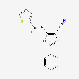 5-phenyl-2-[(E)-[(thiophen-2-yl)methylidene]amino]furan-3-carbonitrile