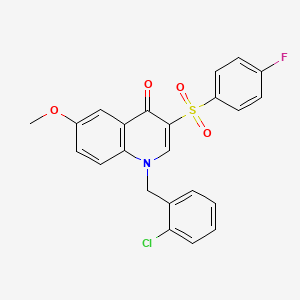 molecular formula C23H17ClFNO4S B2531668 1-[(2-chlorophenyl)methyl]-3-(4-fluorobenzenesulfonyl)-6-methoxy-1,4-dihydroquinolin-4-one CAS No. 866810-05-1