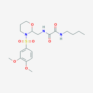 molecular formula C19H29N3O7S B2531680 N-butyl-N'-{[3-(3,4-dimethoxybenzenesulfonyl)-1,3-oxazinan-2-yl]methyl}ethanediamide CAS No. 872976-24-4