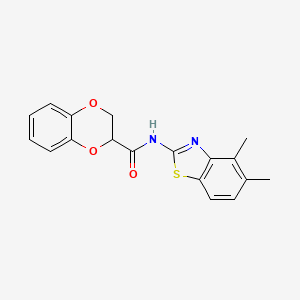 molecular formula C18H16N2O3S B2531694 N-(4,5-dimethyl-1,3-benzothiazol-2-yl)-2,3-dihydro-1,4-benzodioxine-2-carboxamide CAS No. 946277-03-8