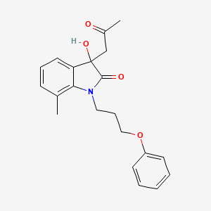 molecular formula C21H23NO4 B2531701 3-Hydroxy-7-methyl-3-(2-oxopropyl)-1-(3-phenoxypropyl)indolin-2-one CAS No. 879046-46-5