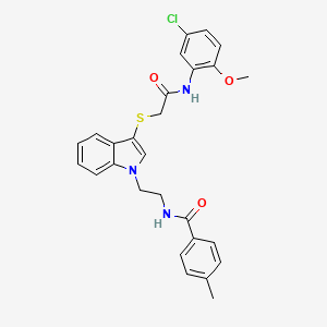 molecular formula C27H26ClN3O3S B2531705 N-(2-(3-((2-((5-chloro-2-methoxyphenyl)amino)-2-oxoethyl)thio)-1H-indol-1-yl)ethyl)-4-methylbenzamide CAS No. 851715-50-9