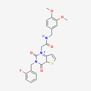 molecular formula C24H22FN3O5S B2531709 N-[(3,4-dimethoxyphenyl)methyl]-2-{3-[(2-fluorophenyl)methyl]-2,4-dioxo-1H,2H,3H,4H-thieno[3,2-d]pyrimidin-1-yl}acetamide CAS No. 1252924-31-4