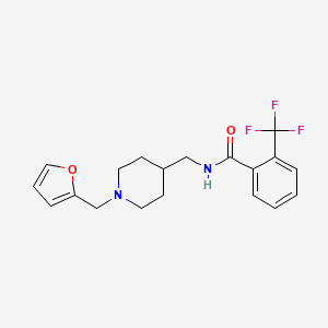 molecular formula C19H21F3N2O2 B2531715 N-((1-(furan-2-ylmethyl)piperidin-4-yl)methyl)-2-(trifluoromethyl)benzamide CAS No. 953915-70-3