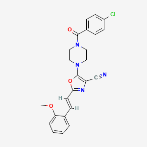 (E)-5-(4-(4-chlorobenzoyl)piperazin-1-yl)-2-(2-methoxystyryl)oxazole-4-carbonitrile