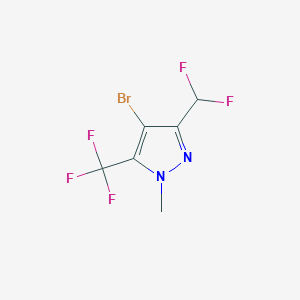 molecular formula C6H4BrF5N2 B2531741 4-Bromo-3-(difluoromethyl)-1-methyl-5-(trifluoromethyl)pyrazole CAS No. 2248269-53-4