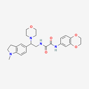 molecular formula C25H30N4O5 B2531764 N1-(2,3-dihydrobenzo[b][1,4]dioxin-6-yl)-N2-(2-(1-methylindolin-5-yl)-2-morpholinoethyl)oxalamide CAS No. 921924-32-5