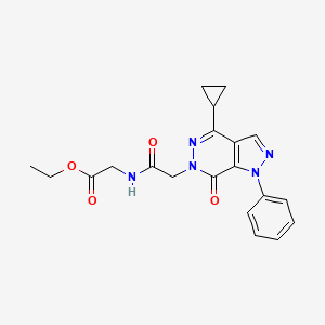 molecular formula C20H21N5O4 B2531790 ethyl 2-(2-(4-cyclopropyl-7-oxo-1-phenyl-1H-pyrazolo[3,4-d]pyridazin-6(7H)-yl)acetamido)acetate CAS No. 1105239-57-3