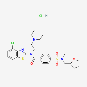 molecular formula C26H34Cl2N4O4S2 B2531819 N-(4-chloro-1,3-benzothiazol-2-yl)-N-[2-(diethylamino)ethyl]-4-{methyl[(oxolan-2-yl)methyl]sulfamoyl}benzamide hydrochloride CAS No. 1321682-88-5