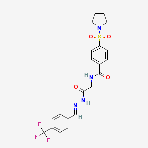 (E)-N-(2-oxo-2-(2-(4-(trifluoromethyl)benzylidene)hydrazinyl)ethyl)-4-(pyrrolidin-1-ylsulfonyl)benzamide