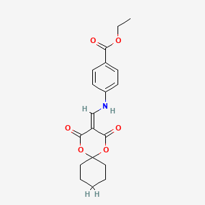 molecular formula C19H21NO6 B2531863 Ethyl 4-{[(2,4-dioxo-1,5-dioxaspiro[5.5]undec-3-ylidene)methyl]amino}benzoate CAS No. 370852-01-0
