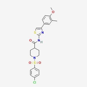 1-((4-chlorophenyl)sulfonyl)-N-(4-(4-methoxy-3-methylphenyl)thiazol-2-yl)piperidine-4-carboxamide