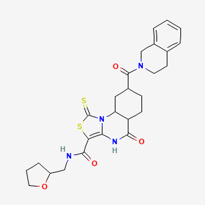 5-oxo-N-[(oxolan-2-yl)methyl]-1-sulfanylidene-8-(1,2,3,4-tetrahydroisoquinoline-2-carbonyl)-1H,4H,5H-[1,3]thiazolo[3,4-a]quinazoline-3-carboxamide