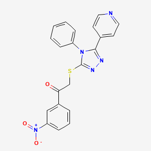 molecular formula C21H15N5O3S B2531921 1-(3-Nitrophenyl)-2-[(4-phenyl-5-pyridin-4-yl-1,2,4-triazol-3-yl)sulfanyl]ethanone CAS No. 326889-65-0