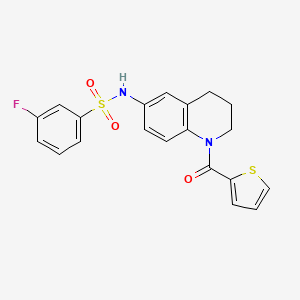 molecular formula C20H17FN2O3S2 B2531928 3-fluoro-N-[1-(thiophene-2-carbonyl)-3,4-dihydro-2H-quinolin-6-yl]benzenesulfonamide CAS No. 932502-76-6