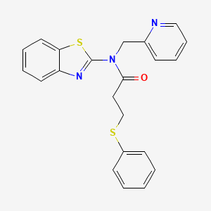 molecular formula C22H19N3OS2 B2531932 N-(benzo[d]thiazol-2-yl)-3-(phenylthio)-N-(pyridin-2-ylmethyl)propanamide CAS No. 886905-21-1
