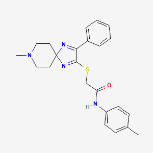 molecular formula C23H26N4OS B2531937 N-(4-methylphenyl)-2-[(8-methyl-3-phenyl-1,4,8-triazaspiro[4.5]deca-1,3-dien-2-yl)thio]acetamide CAS No. 1185170-29-9