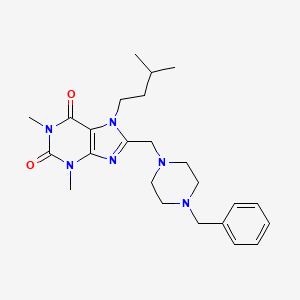 8-[(4-benzylpiperazin-1-yl)methyl]-1,3-dimethyl-7-(3-methylbutyl)-3,7-dihydro-1H-purine-2,6-dione
