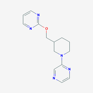 molecular formula C14H17N5O B2531945 2-[(1-Pyrazin-2-ylpiperidin-3-yl)methoxy]pyrimidine CAS No. 2379983-76-1
