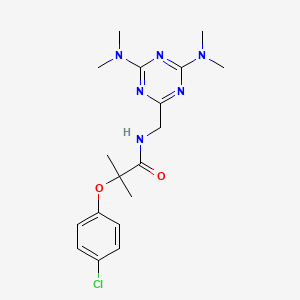 molecular formula C18H25ClN6O2 B2531948 N-((4,6-bis(dimethylamino)-1,3,5-triazin-2-yl)methyl)-2-(4-chlorophenoxy)-2-methylpropanamide CAS No. 2034413-15-3