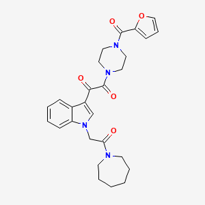 molecular formula C27H30N4O5 B2531949 1-(1-(2-(azepan-1-yl)-2-oxoethyl)-1H-indol-3-yl)-2-(4-(furan-2-carbonyl)piperazin-1-yl)ethane-1,2-dione CAS No. 887225-51-6