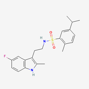 N-[2-(5-fluoro-2-methyl-1H-indol-3-yl)ethyl]-2-methyl-5-(propan-2-yl)benzene-1-sulfonamide