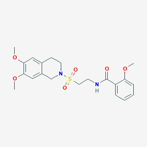 molecular formula C21H26N2O6S B2531954 N-(2-((6,7-dimethoxy-3,4-dihydroisoquinolin-2(1H)-yl)sulfonyl)ethyl)-2-methoxybenzamide CAS No. 922066-71-5